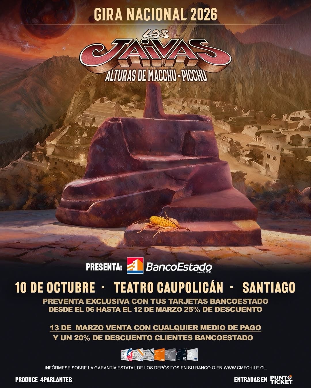 Los Jaivas llevarán las ''Alturas de Machu Picchu'' al Teatro Caupolicán